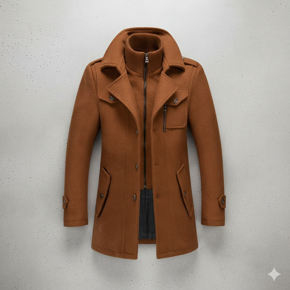 Eleganter Herren Wollmantel mit Stehkragen | Winter | Warm