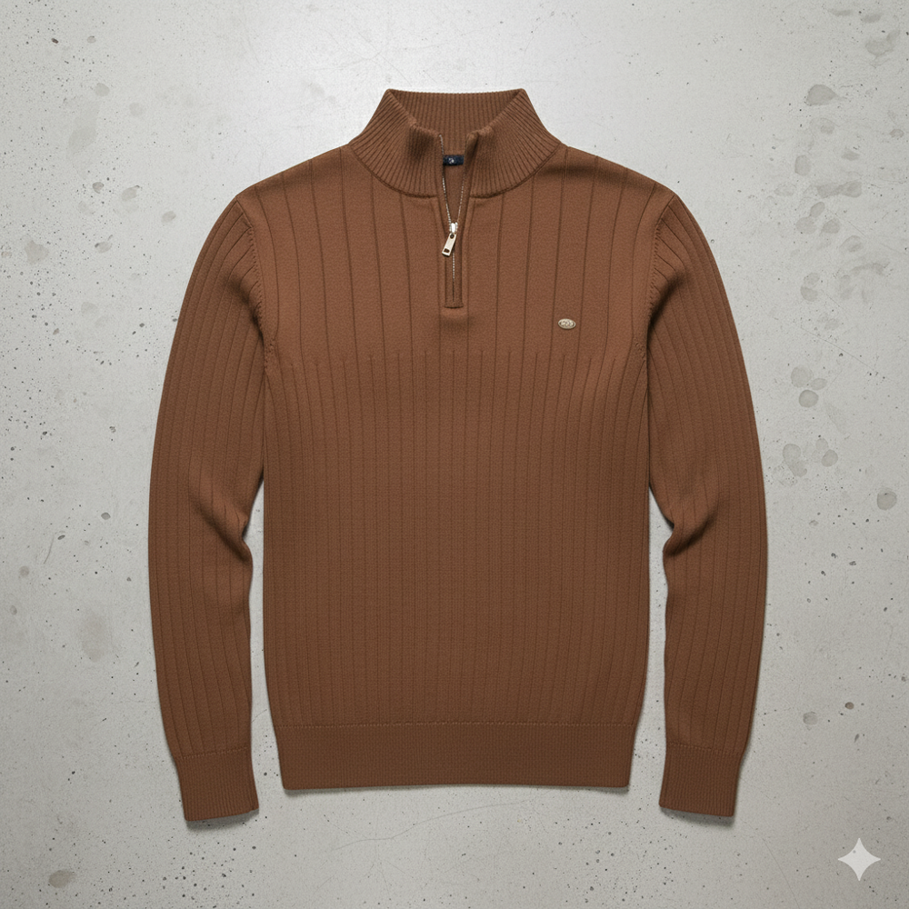 Herren Strickpullover mit Stehkragen | Halbzip | Winter