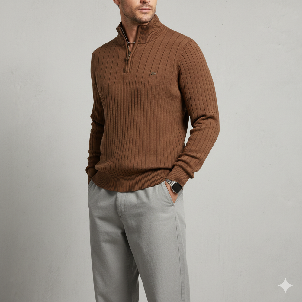 Herren Strickpullover mit Stehkragen | Halbzip | Winter