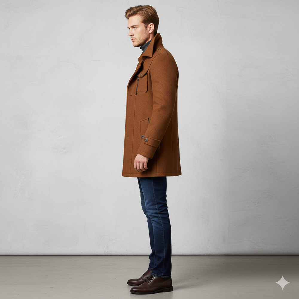 Eleganter Herren Wollmantel mit Stehkragen | Winter | Warm