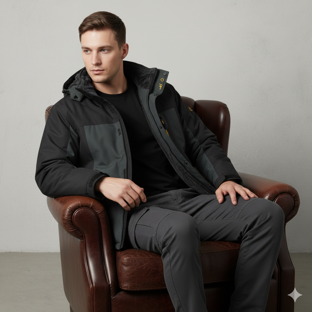 Herren Skijacke mit Kapuze | Winddicht & Warm | Winter Outdoor