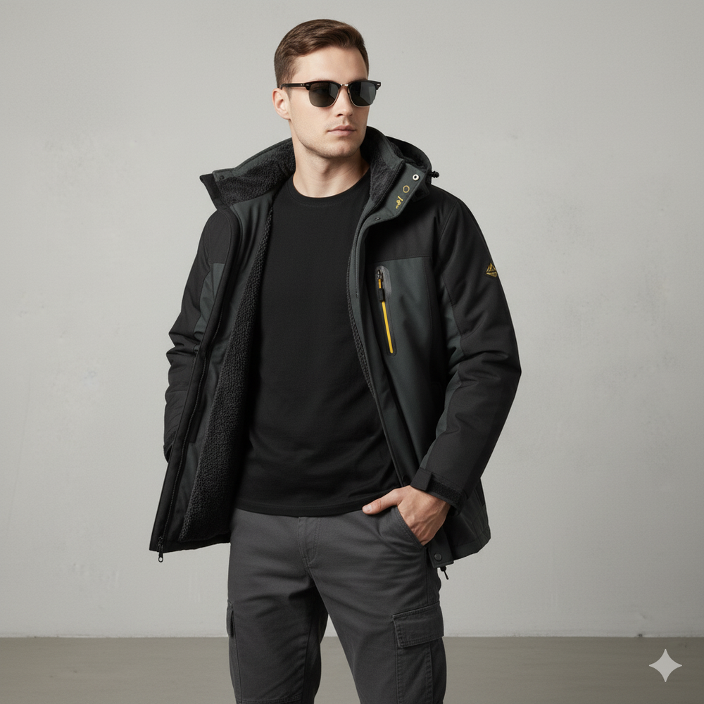 Herren Skijacke mit Kapuze | Winddicht & Warm | Winter Outdoor