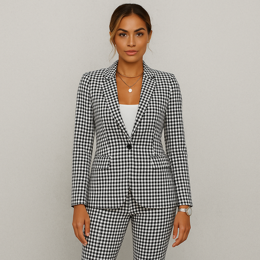 ENGEL – Damen Hosenanzug Kariert, Slim Fit & Elegant, 2-teiliges Set