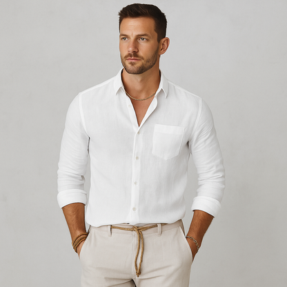ENGEL – Herren Leinenhemd Sommer, Atmungsaktiv & Lässig mit Knopfleiste, Perfekt für Urlaub & Freizeit