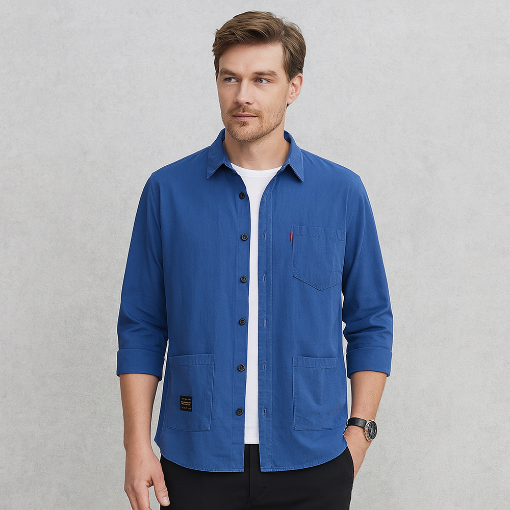 Herren Freizeithemd langarm | Modern mit Brusttasche
