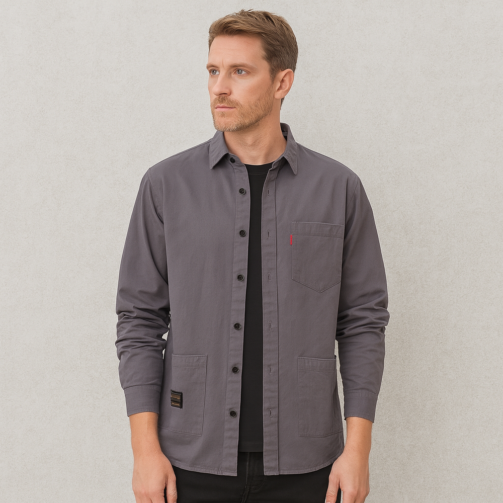 Herren Freizeithemd langarm | Modern mit Brusttasche