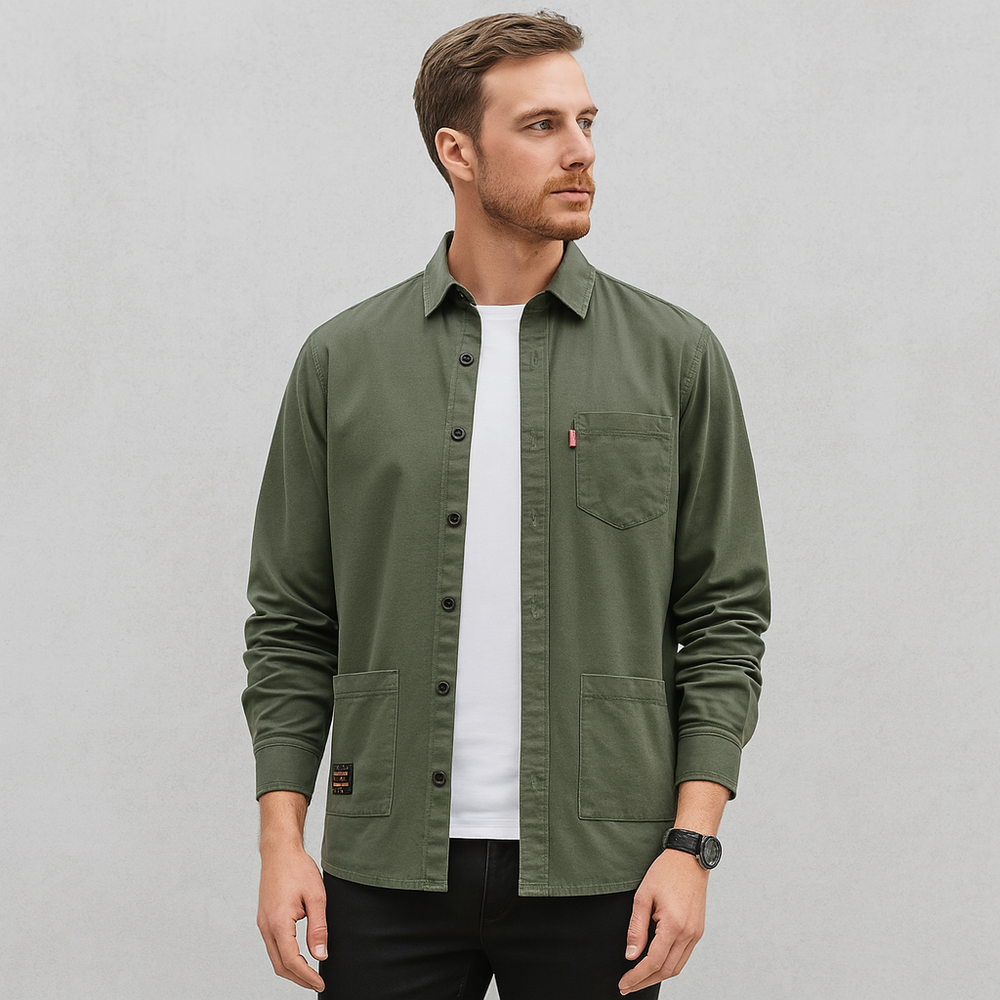 Herren Freizeithemd langarm | Modern mit Brusttasche