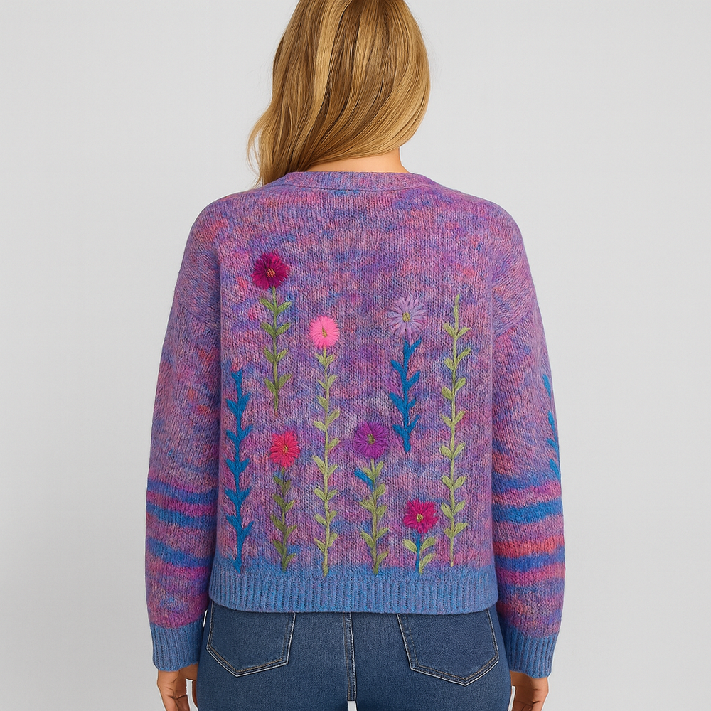 Damen Cardigan mit buntem Strickjacke | Herbst Winter