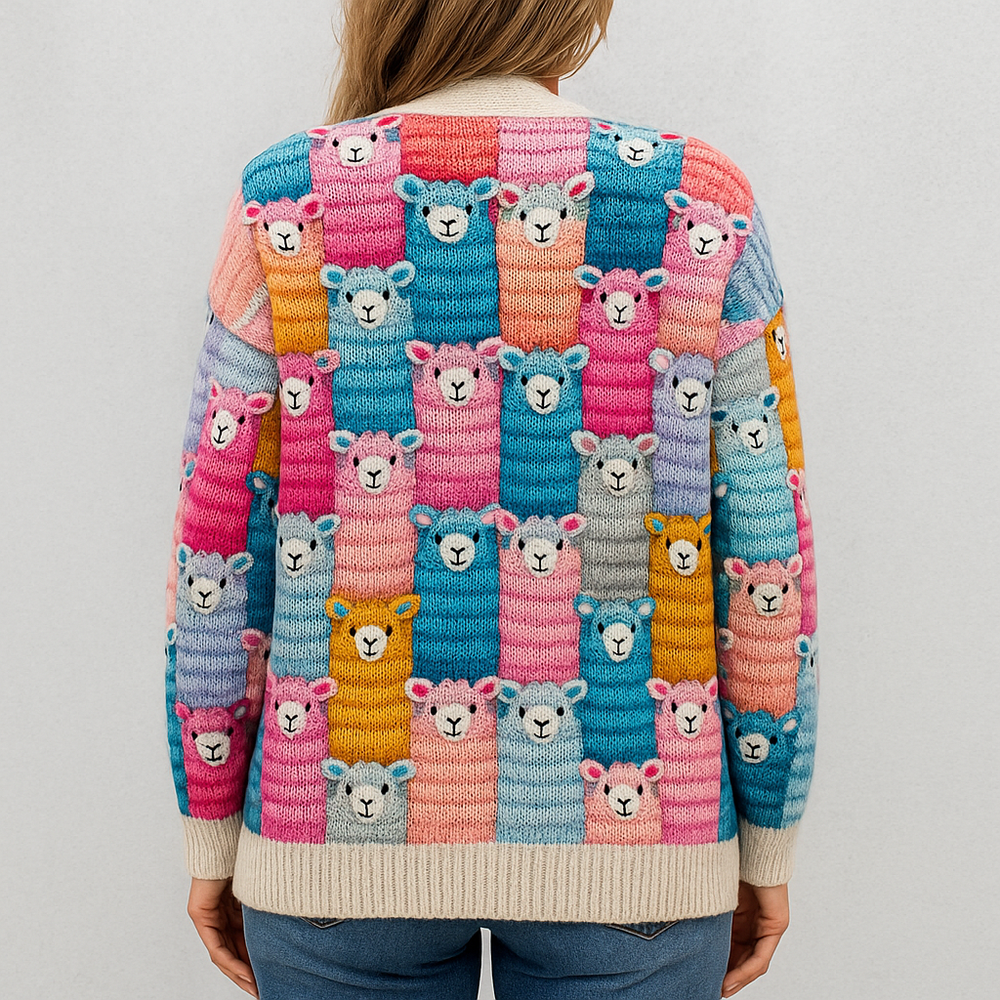Damen Cardigan mit buntem Strickjacke | Herbst Winter