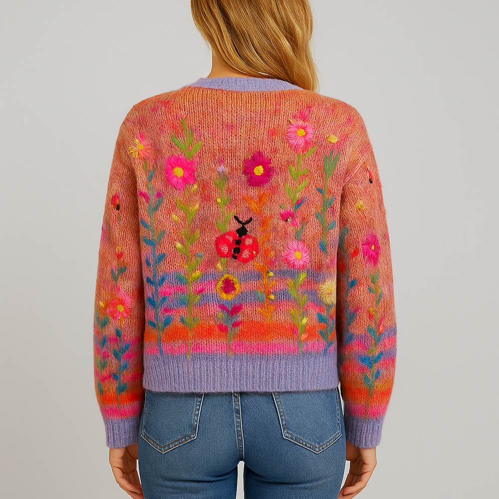 Damen Cardigan mit buntem Strickjacke | Herbst Winter