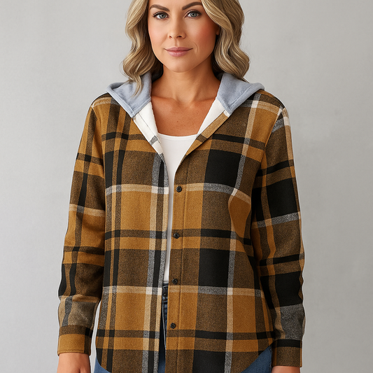 Gemusterte Damen Wolljacke mit Kapuze | Herbst & Winter | Lässig