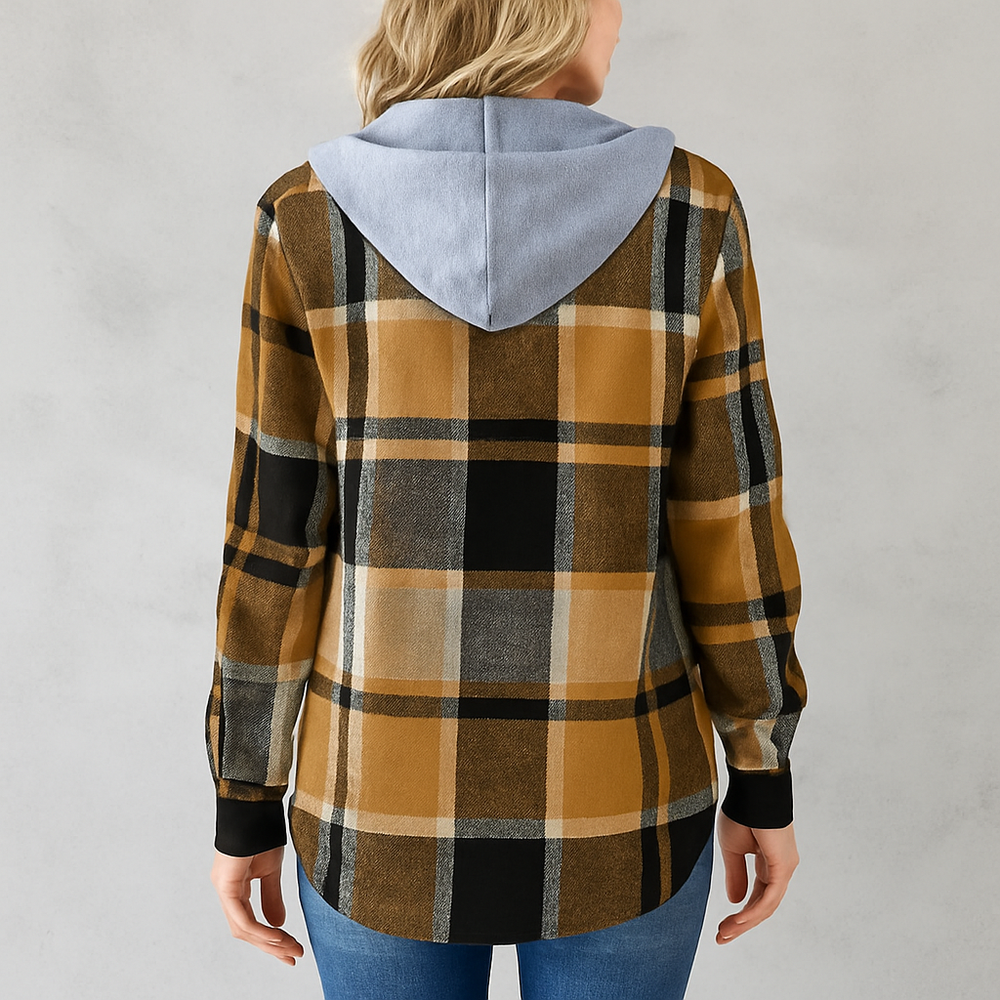 Gemusterte Damen Wolljacke mit Kapuze | Herbst & Winter | Lässig