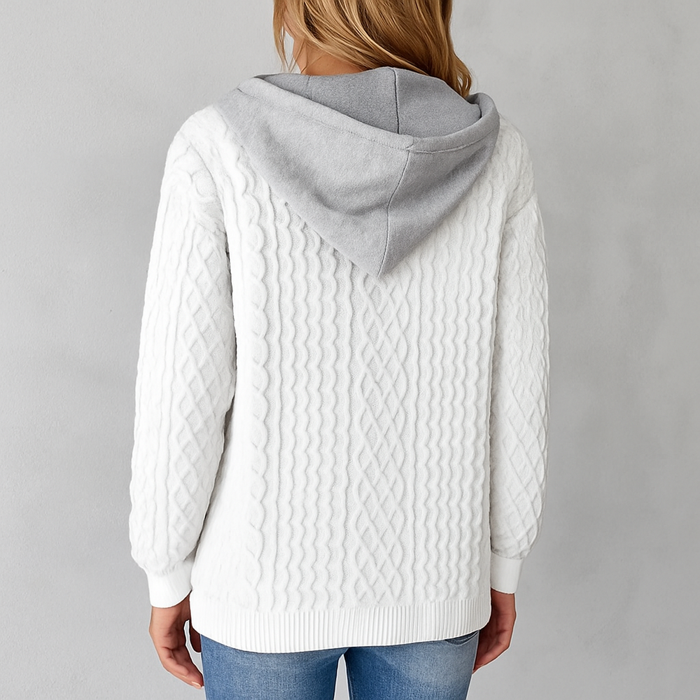 Gemusterte Damen Wolljacke mit Kapuze | Herbst & Winter | Lässig