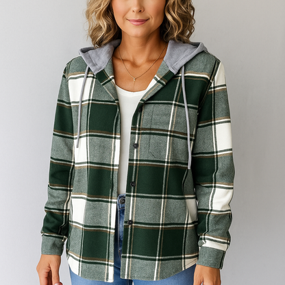 Gemusterte Damen Wolljacke mit Kapuze | Herbst & Winter | Lässig