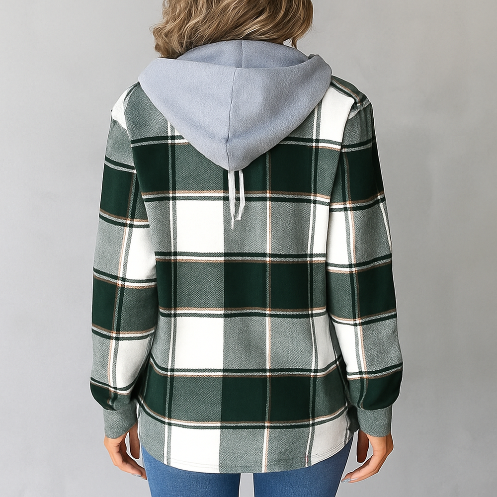 Gemusterte Damen Wolljacke mit Kapuze | Herbst & Winter | Lässig