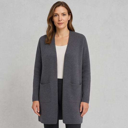 Langer Damen Strickjacke mit Taschen | Herbst & Winter | Elegant