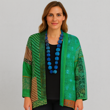 Weit geschnittener Damenmantel mit Ethno Muster | Boho Stil
