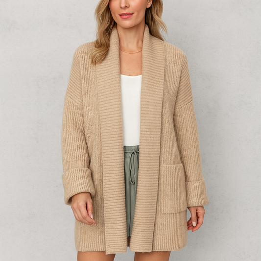 Damen Strickjacke mit Reverskragen | Warm & Lässig Winter