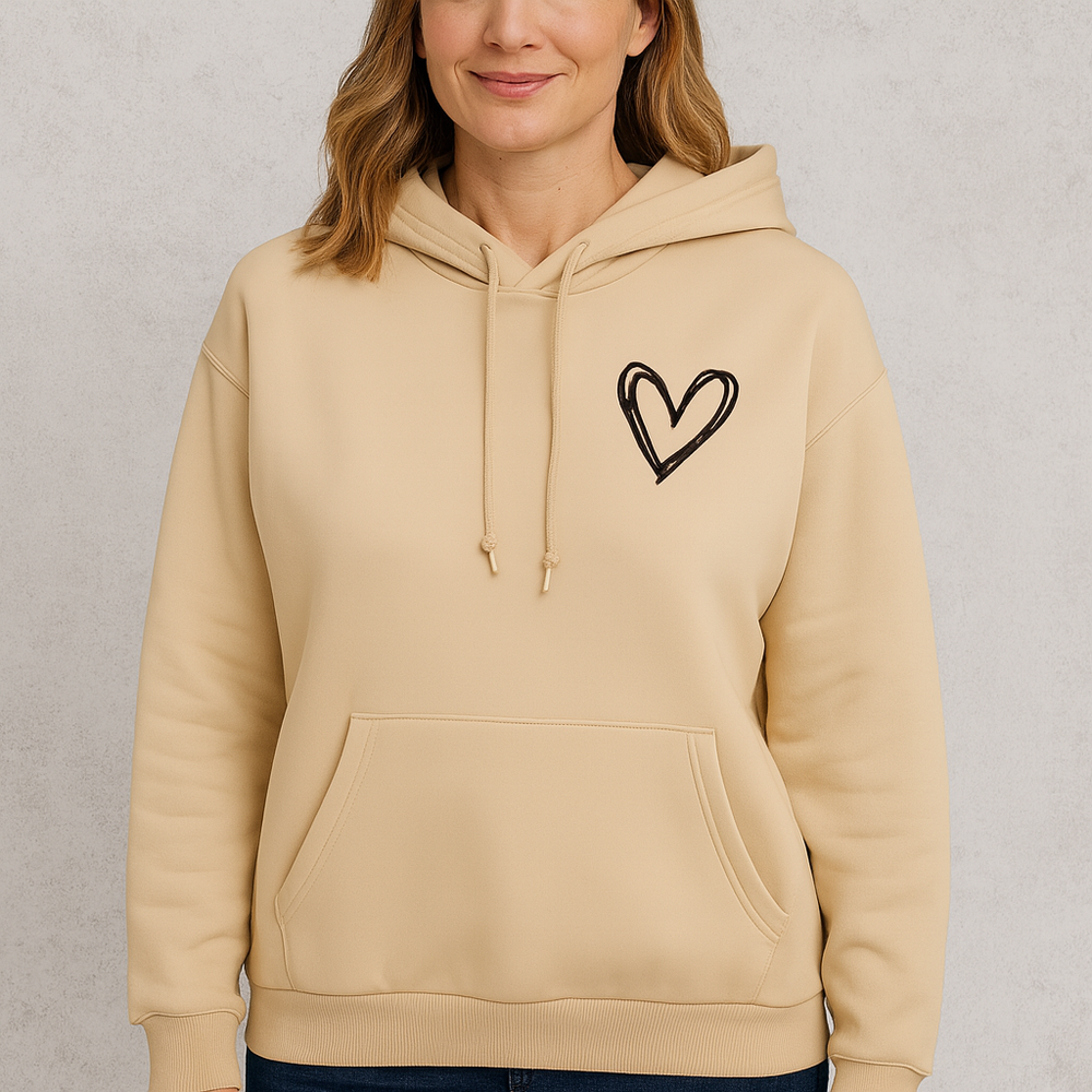 Damen Hoodie mit Herz Print | Lässig & Bequem