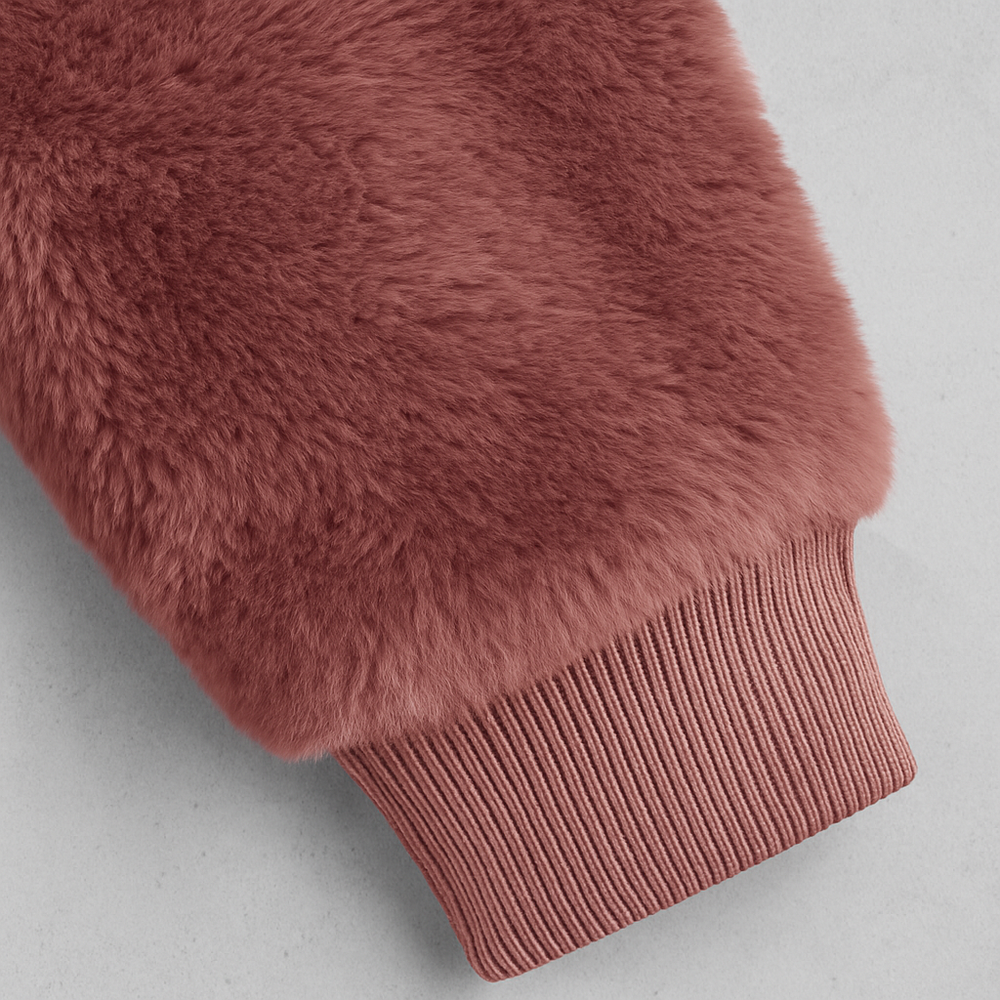 Kuschelige Damen Plüschjacke mit Kapuze und Reißverschluss | Winter