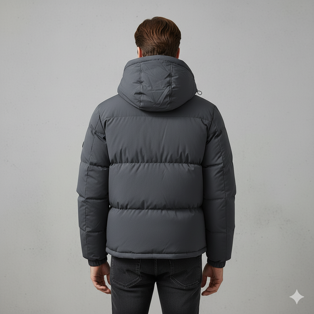 Warme Herren Pufferjacke mit Kapuze