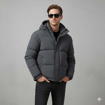 Warme Herren Steppjacke mit Kapuze | Winter Casual