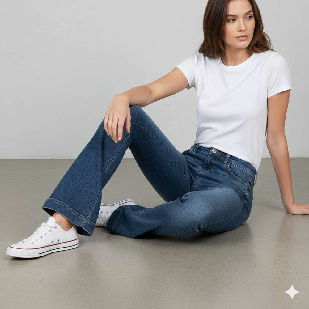 Damen Schlagjeans Low Rise | Retro Fit & Bequem