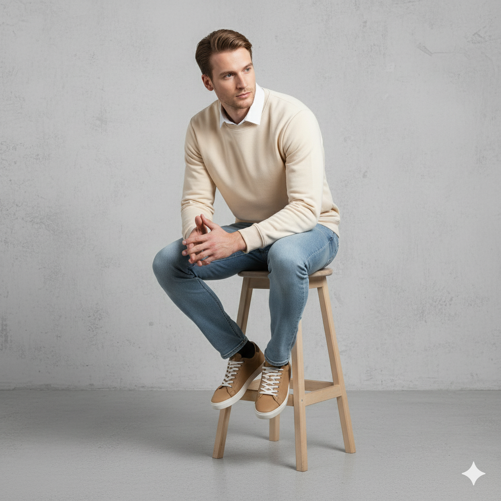 Herren Sweatshirt mit Rundhalsausschnitt