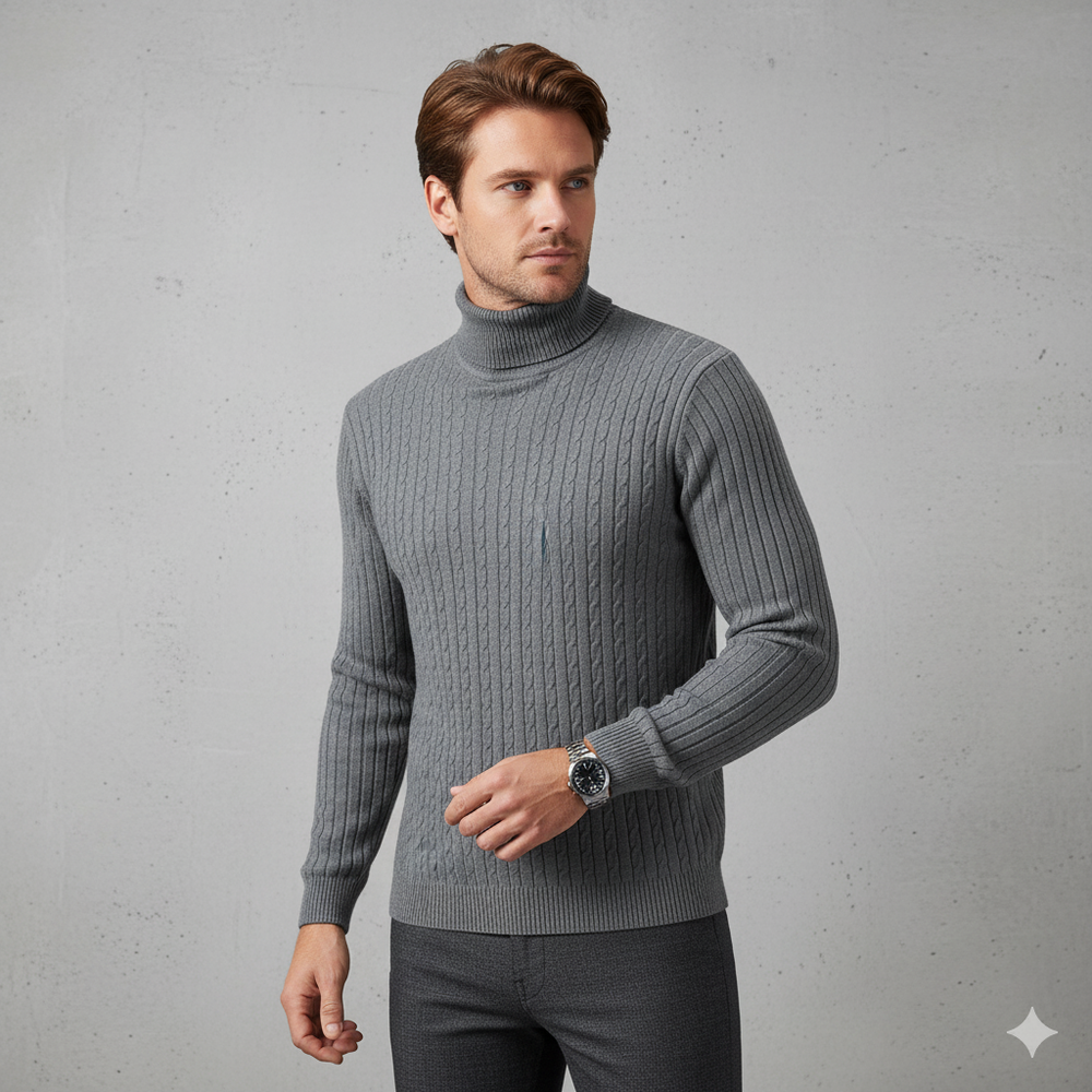 Feiner Herren Strickpullover mit Rollkragen