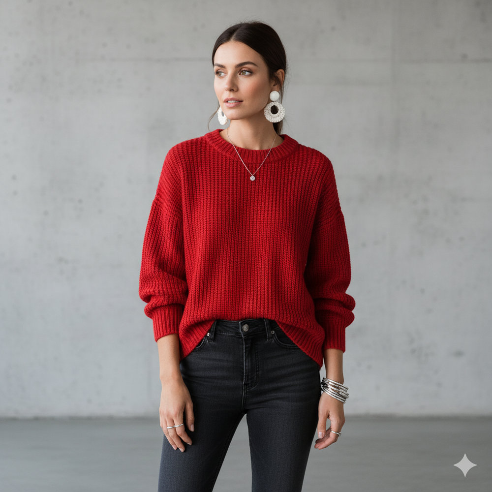 Locker gestrickter Damenpullover | Oversize & Freizeit