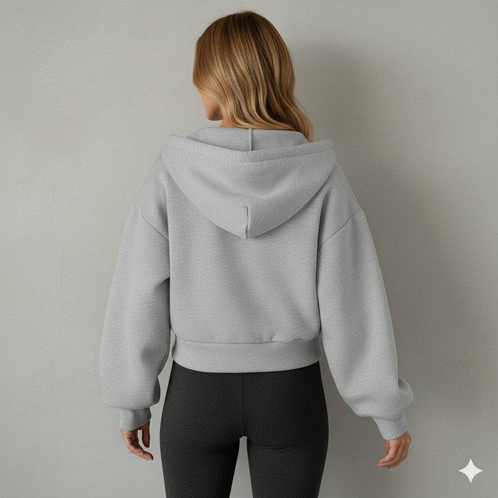 Kurz geschnittener Damen Hoodie mit Reißverschluss