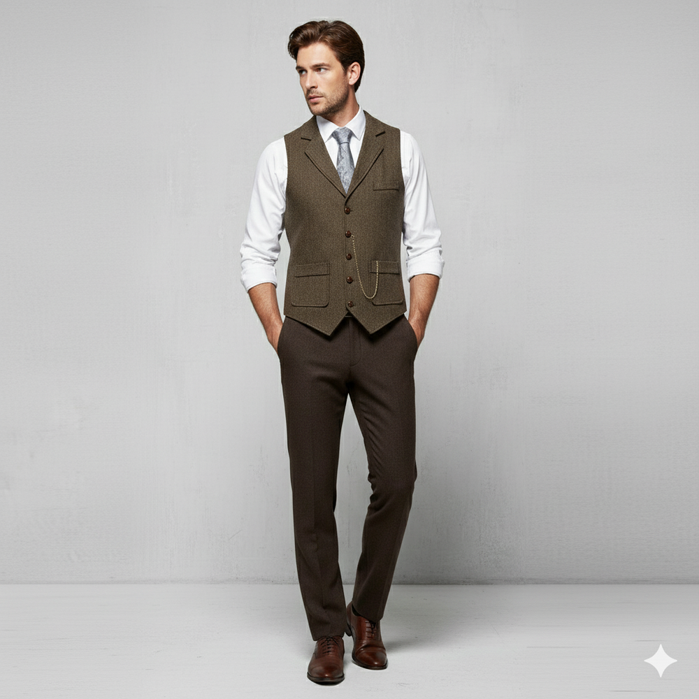 Herren Weste mit Fischgrätenmuster | Elegant & Modern | Herbst/Winter