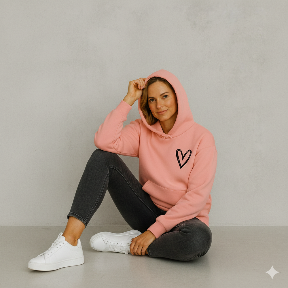 Damen Hoodie mit Herz Print | Lässig & Bequem