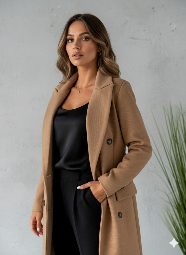 Damen Mantel mit Reverskragen | Doppelreihig & Elegant | Herbst/Winter