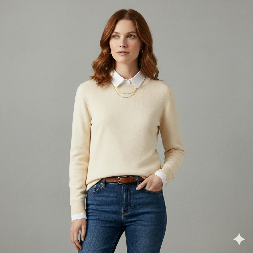 Kuscheliger Damen Strickpullover mit Rundhalsausschnitt | Winter | Elegant