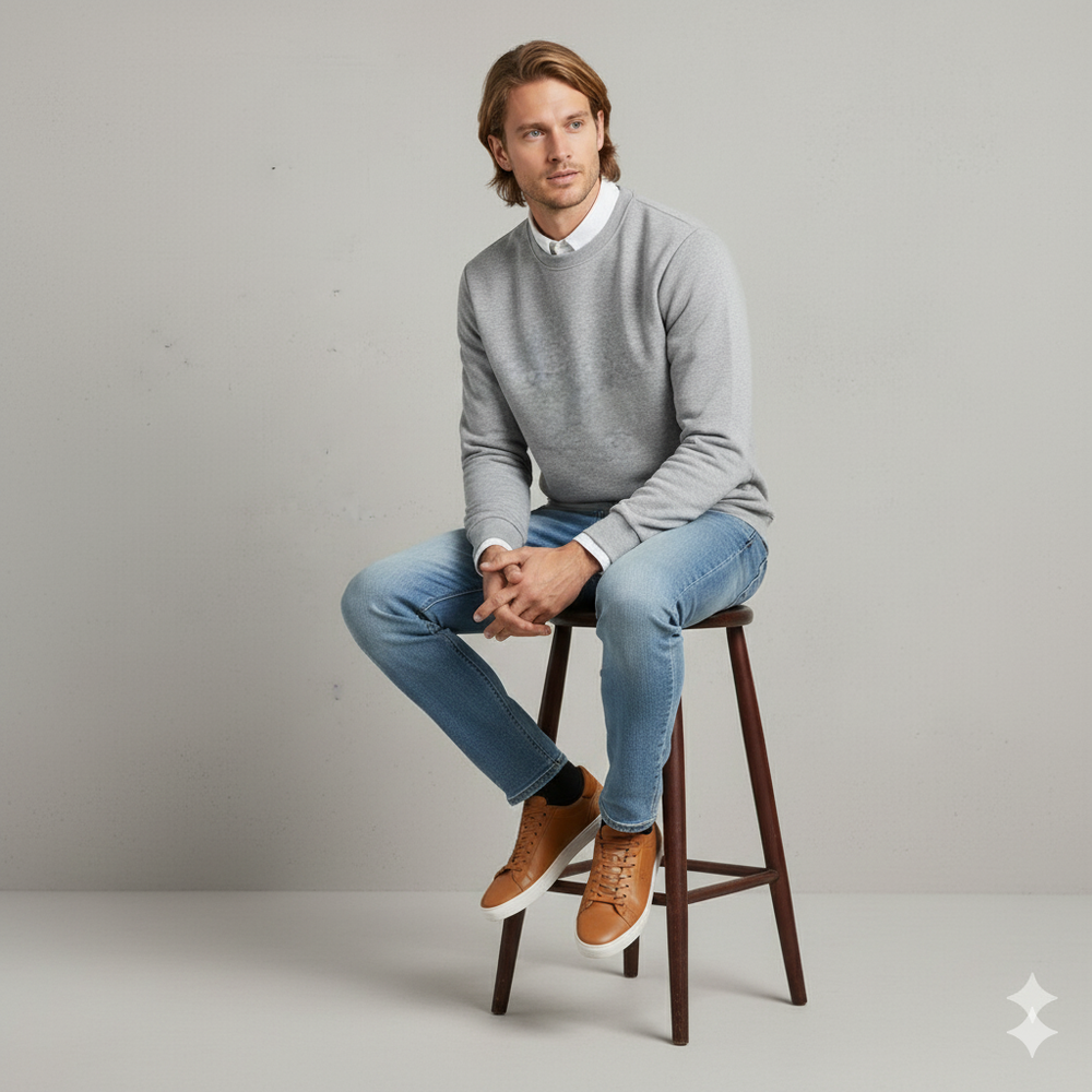 Herren Sweatshirt mit Rundhalsausschnitt