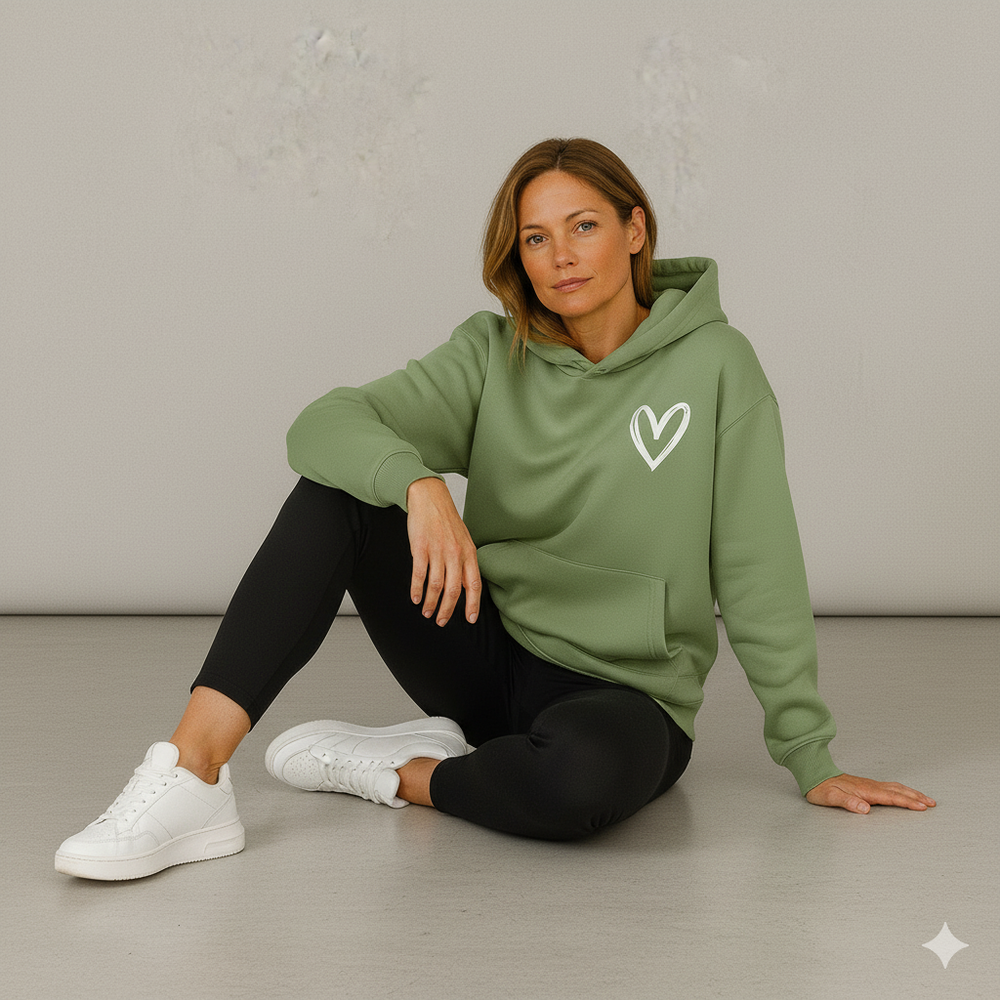 Damen Hoodie mit Herz Print | Lässig & Bequem