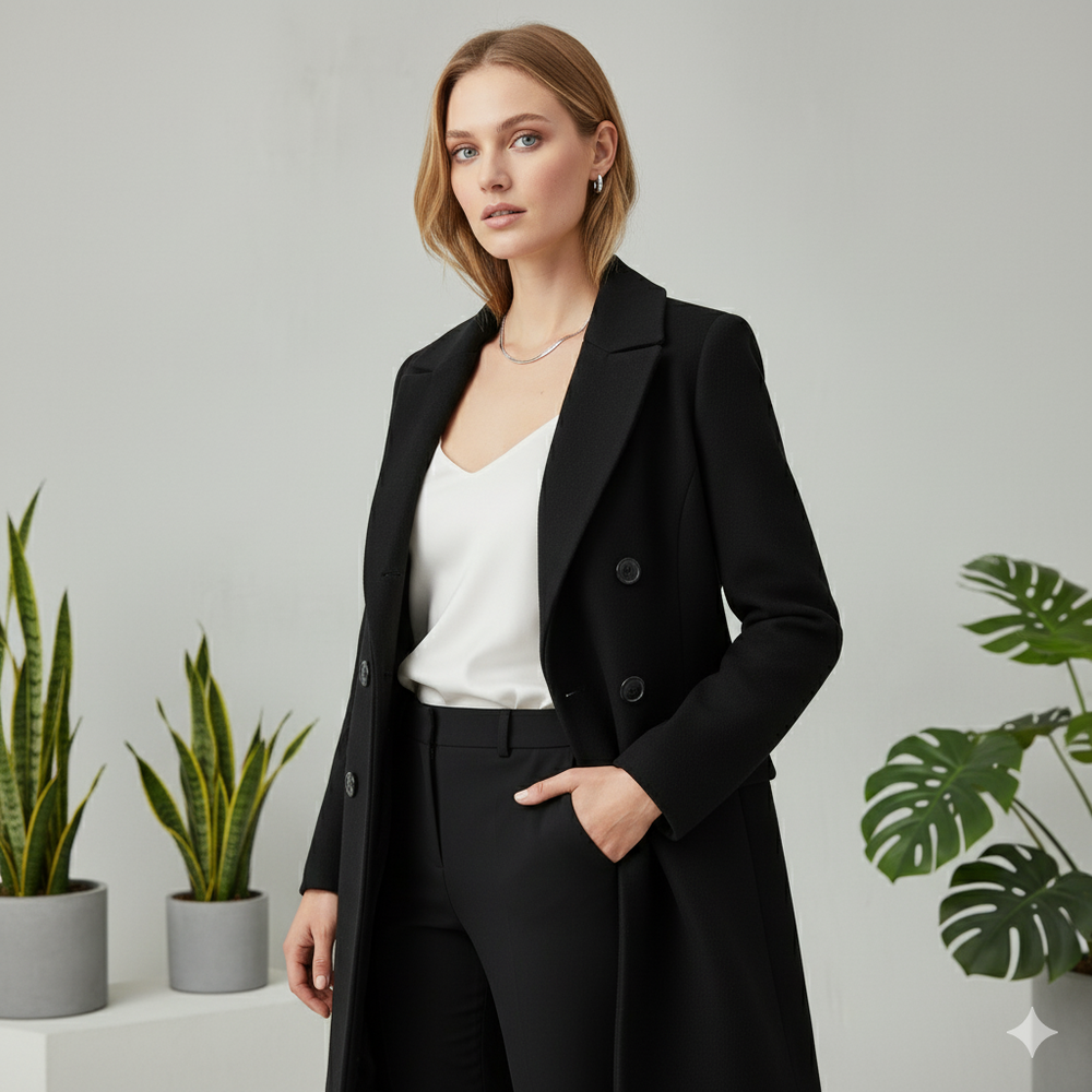 Damen Wollmantel mit Reverskragen | Doppelreihig & Klassisch | Winter
