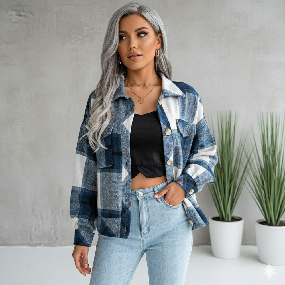 Damen Karo Hemdjacke | Lässig & Weich | Herbst