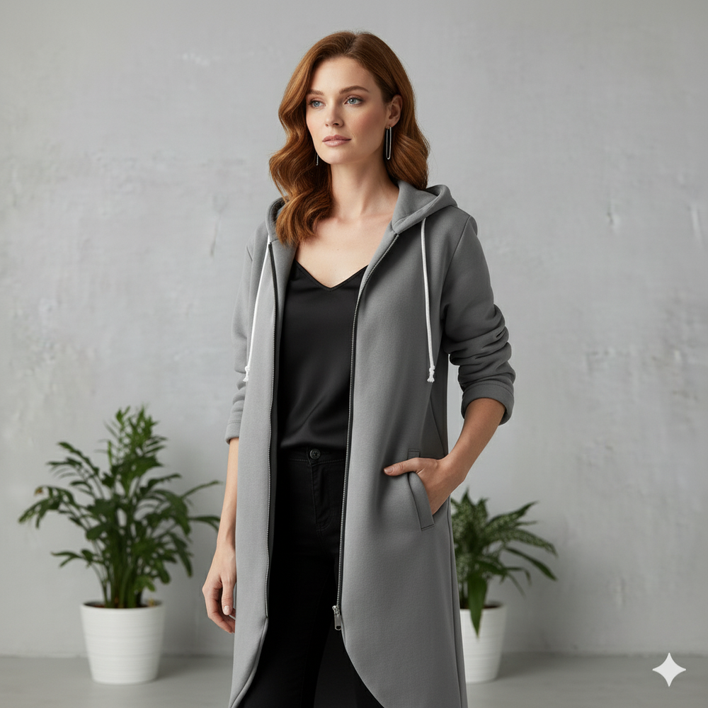 Damen Sweatjacke mit Kapuze & Reißverschluss | Herbst/Winter