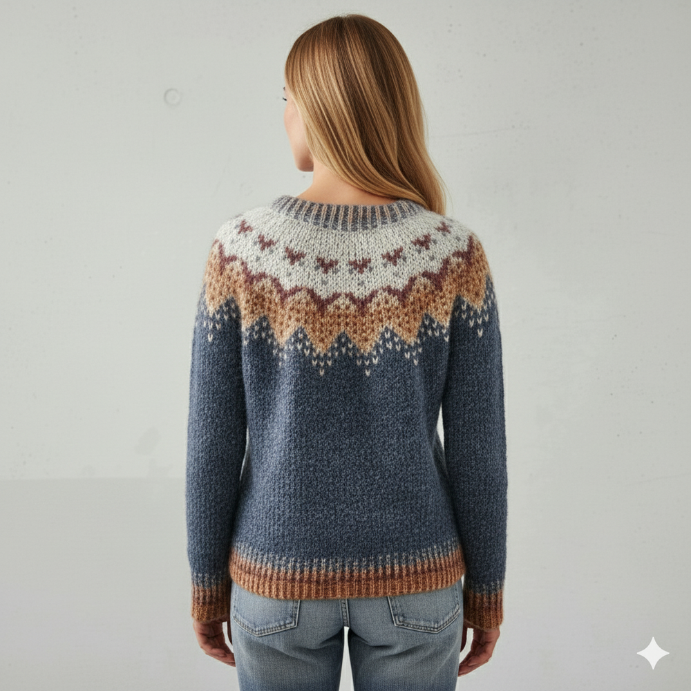 Damen Strickpullover mit Rundhals | Winter | Norweger-Muster