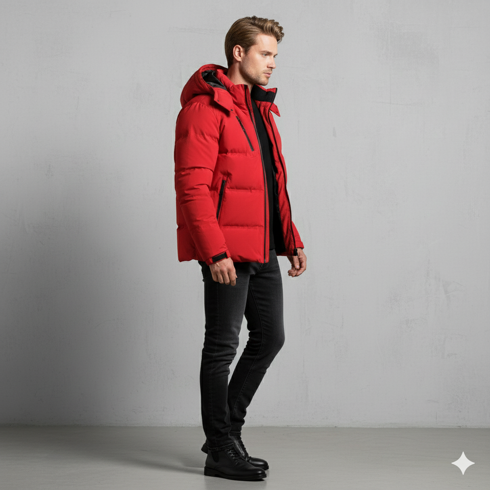 Warme Herren Daunenjacke mit Kapuze | Winter | Slim Fit
