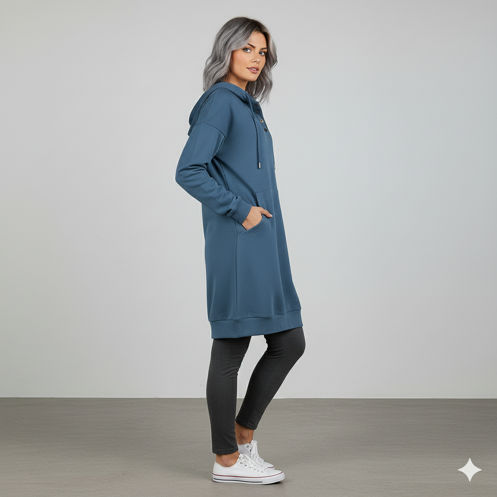 Lässiges Damen Hoodie mit Knopfleist