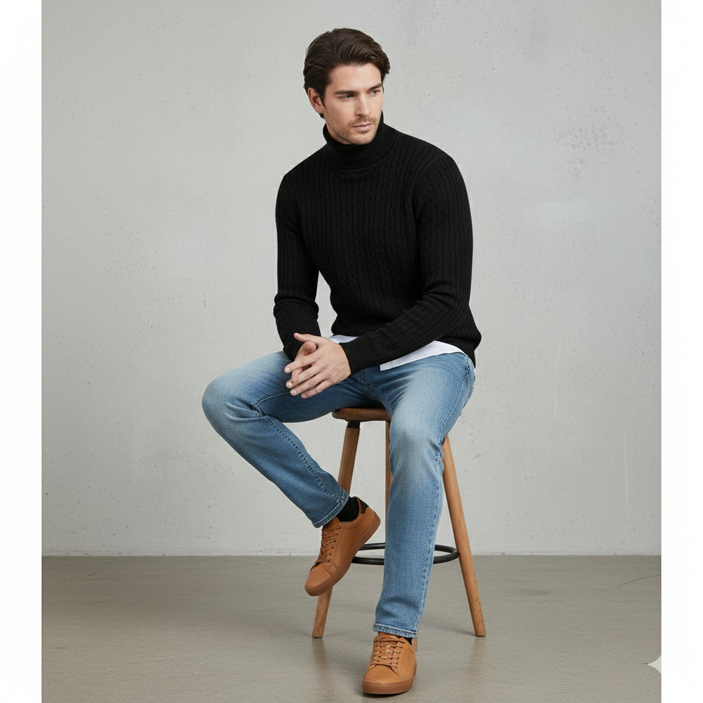 Herren Strickpullover mit Rollkragen | Slim Fit | Winter