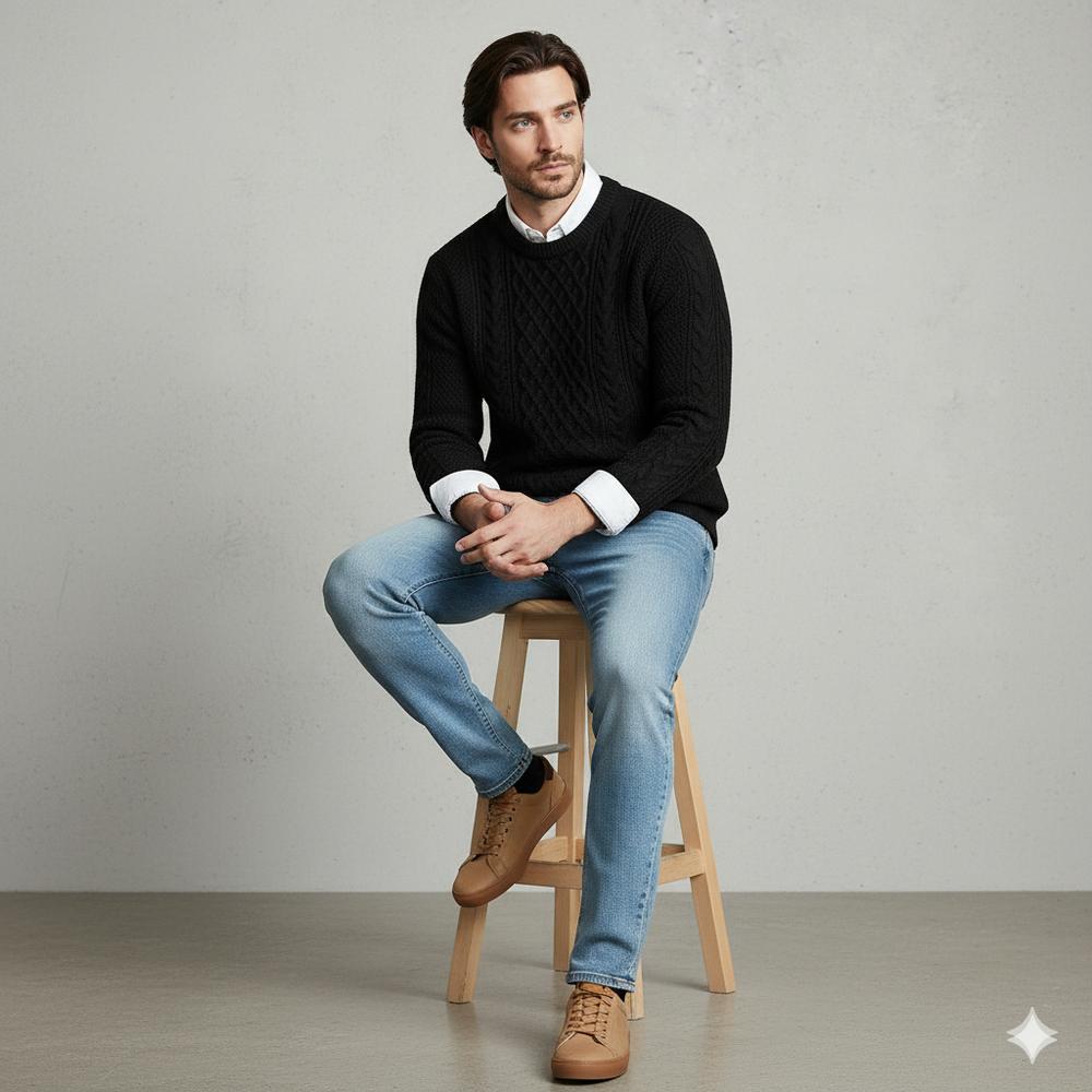 Herren Strickpullover mit Strukturmuster | Modern & Warm | Winter