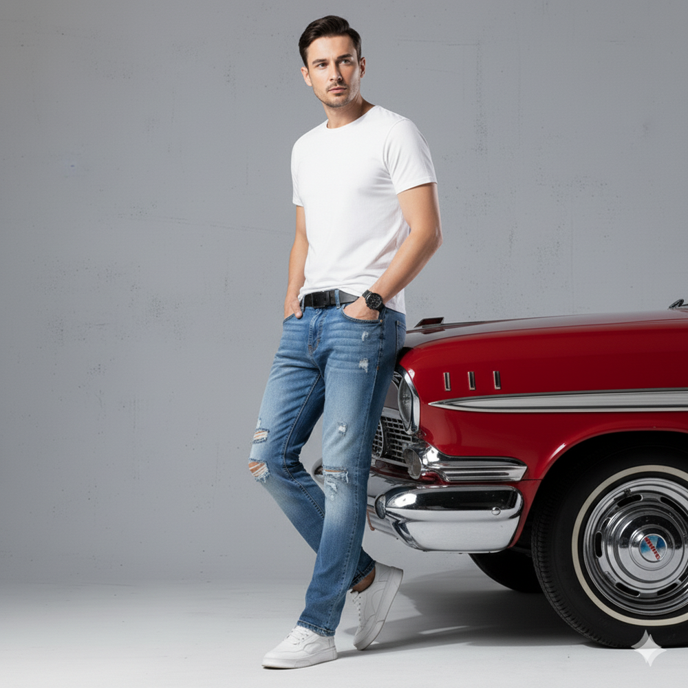 Herren Jeans Slim Fit | Modern mit Rissen & Lässig