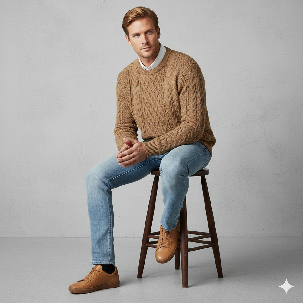 Herren Strickpullover mit Strukturmuster | Modern & Warm | Winter