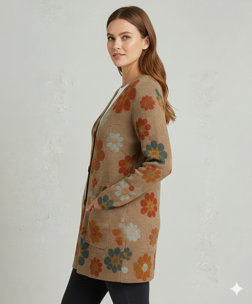 Damen Strickjacke mit abstraktem Print | Herbst/Winter | Stylisch