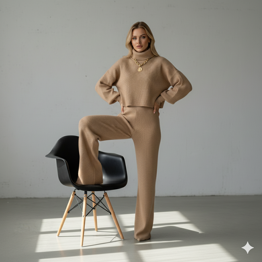 Damen Rollkragen Set mit Langarm | Lässig & Bequem | Winter