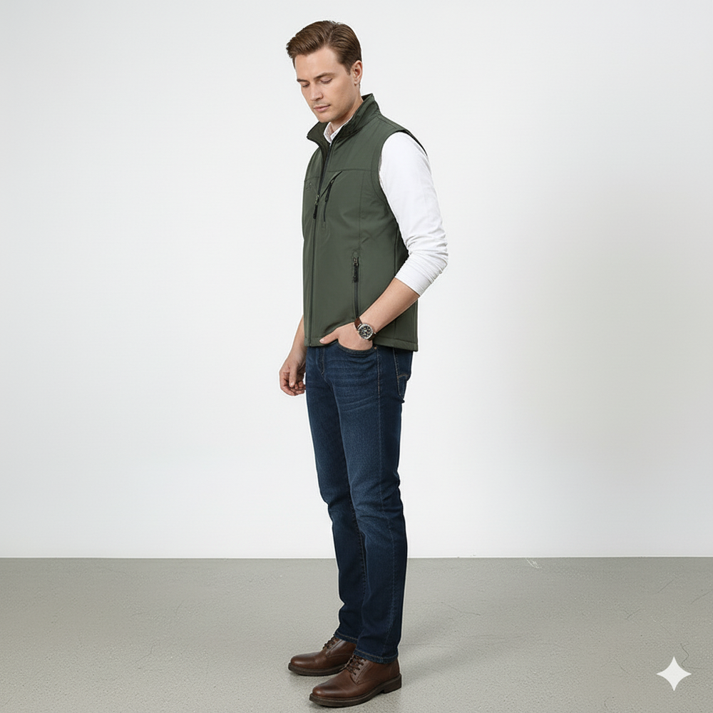 Herren Freizeitweste mit Reißverschluss | Leicht & Atmungsaktiv | Herbst